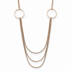 Stainless Steel Polished Rose IP-plated Multi Chain 35.5in Necklace