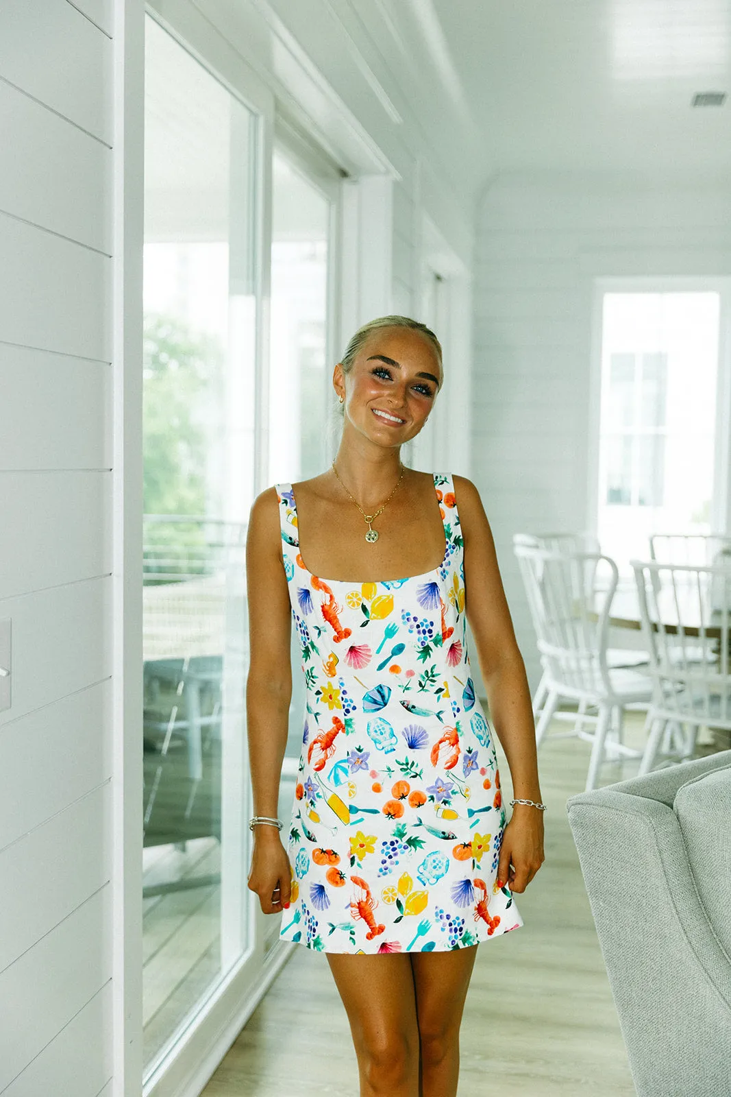 Steph Mini Dress - Italian Picnic Linen