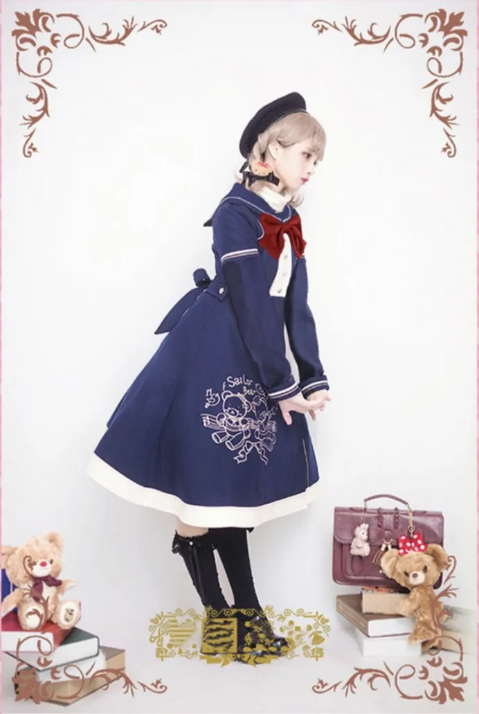 Strawberry Witch~Christmas Winter Lolita Coat New Year Embroidery Woolen Overcoat