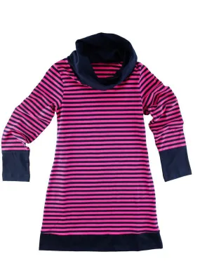 Stripe Knit Cowl Neck Dress