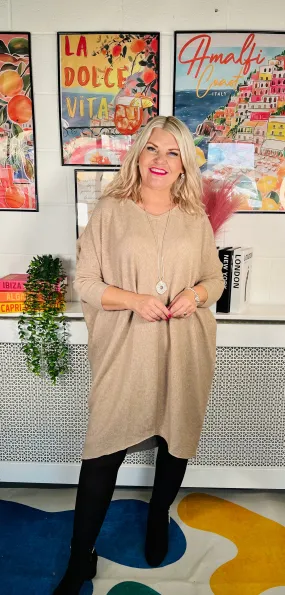 Taffy Knit Jumper Dress - Caramel