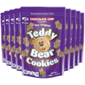 Teddy Bear Choc Chip Flavour Bite-Size Biscuits 340g, Pack of 12 (4.08kg)