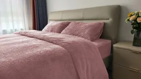 Teddy Fleece Duvet Cover And Pillowcase Set (Blush Pink)