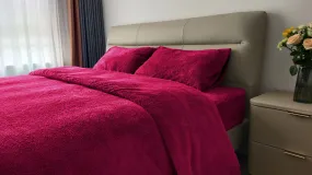 Teddy Fleece Duvet Cover And Pillowcase Set (Red)