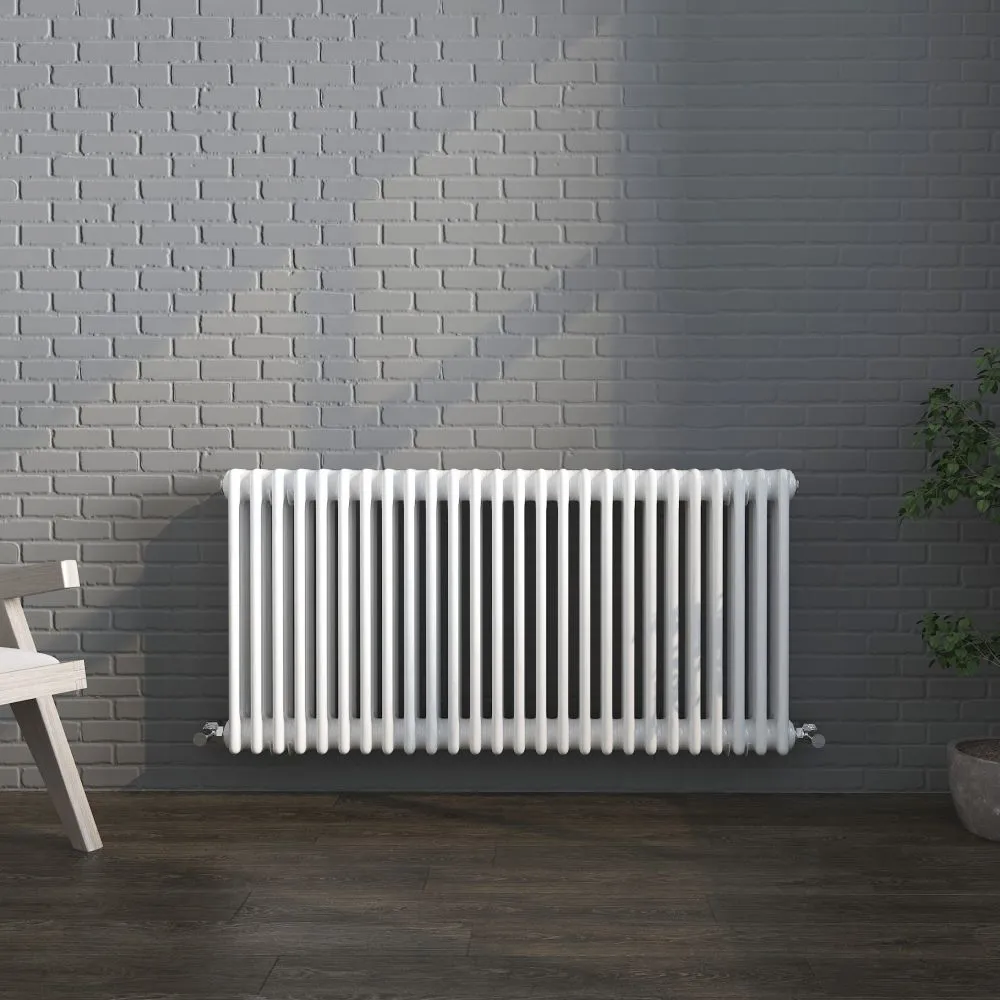 Three Vintage Column White Horizontal Vintage Radiator