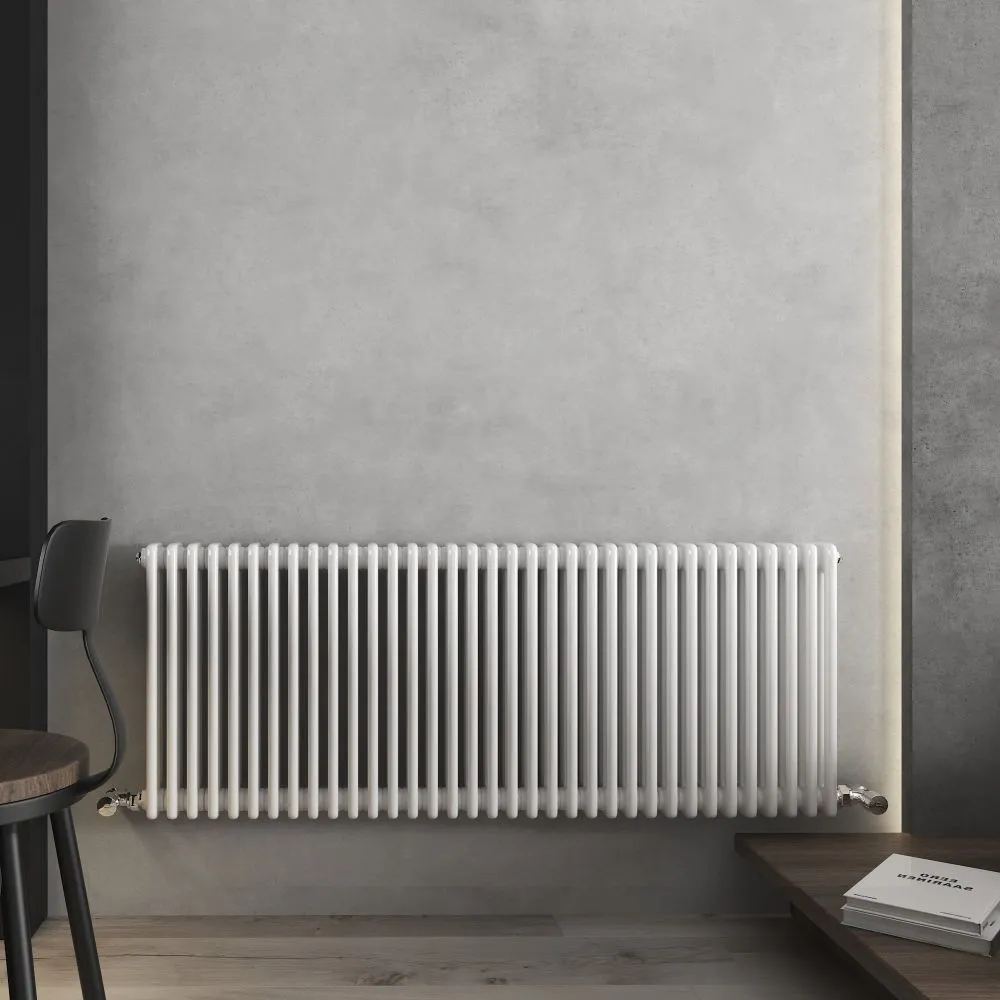 Three Vintage Column White Horizontal Vintage Radiator