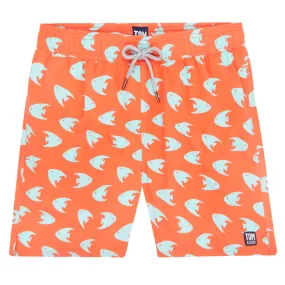 Tom & Teddy Angel Fish Mens Swim Shorts ANFCB - Coral/ Ice Blue