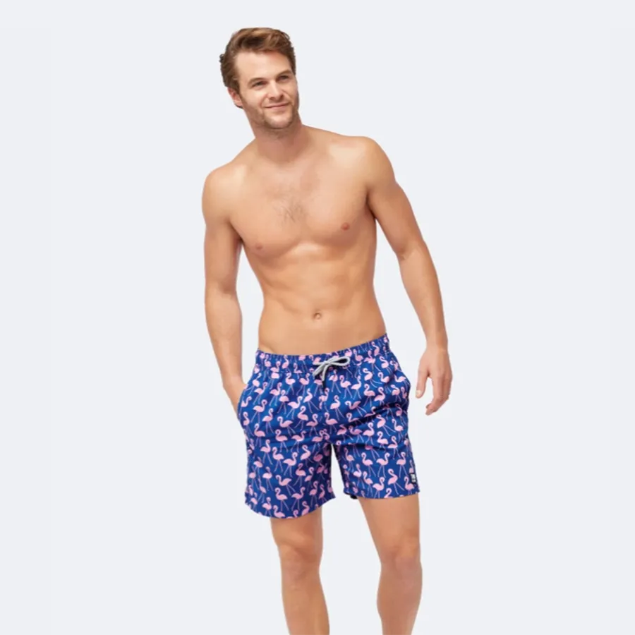 Tom & Teddy Flamingo Mens Swim Shorts FLARO - Rose/ Blue