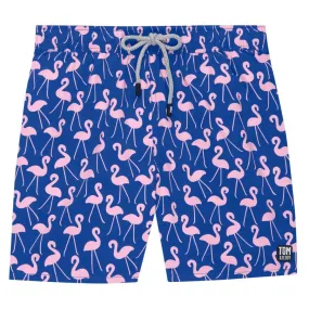 Tom & Teddy Flamingo Mens Swim Shorts FLARO - Rose/ Blue