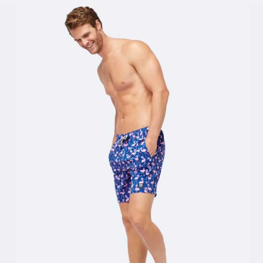 Tom & Teddy Flamingo Mens Swim Shorts FLARO - Rose/ Blue