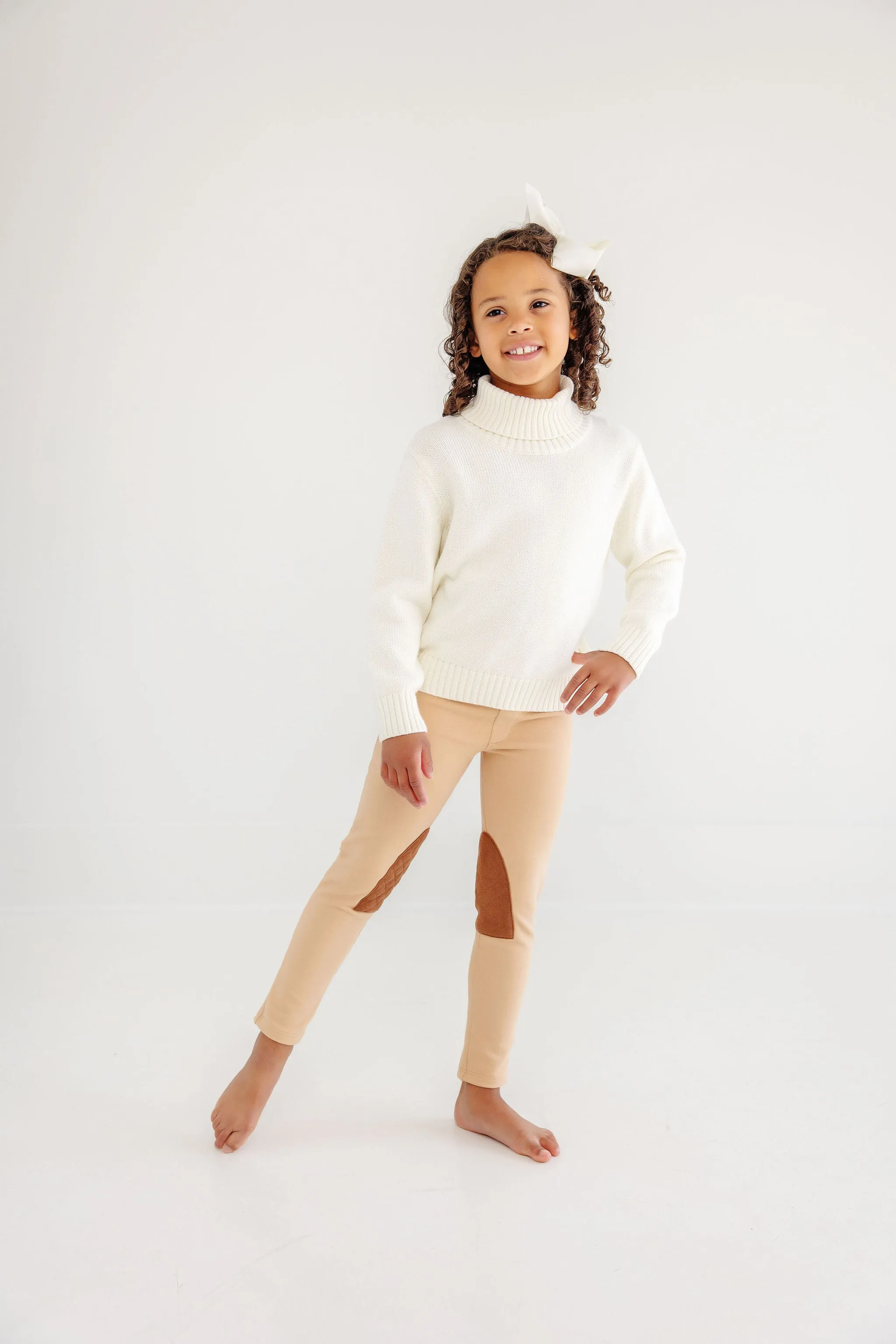 Townsend Turtleneck Sweater - Palmetto Pearl with Coral Gables Gold Metallic Stork