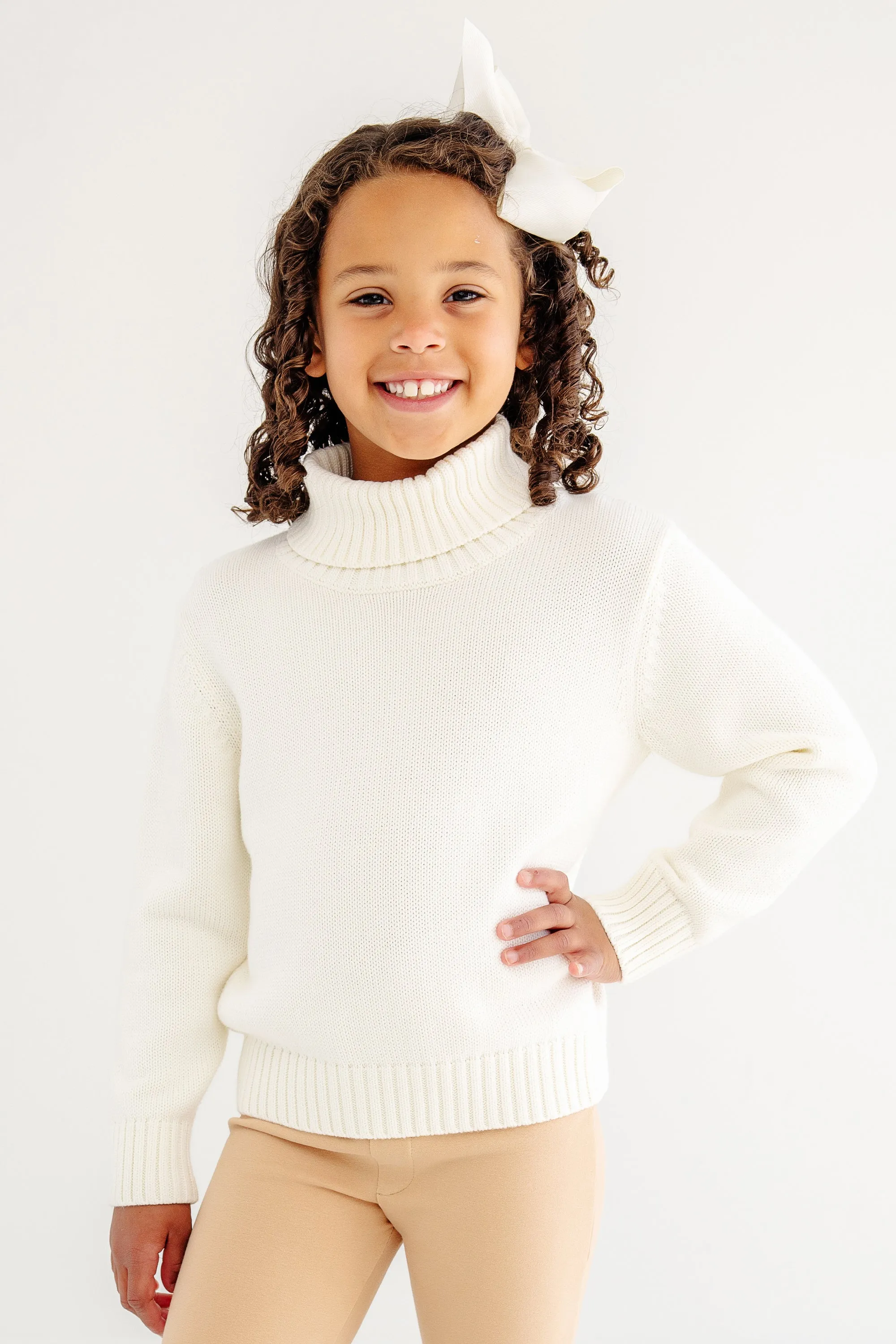 Townsend Turtleneck Sweater - Palmetto Pearl with Coral Gables Gold Metallic Stork