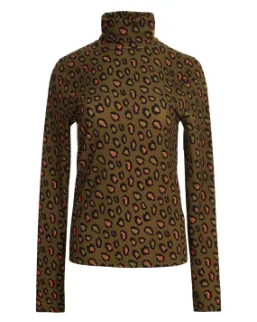 Trekking Green Campine Printed Turtleneck Top