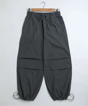 Unisex Dark Grey Cotton Poplin Cargo Pants