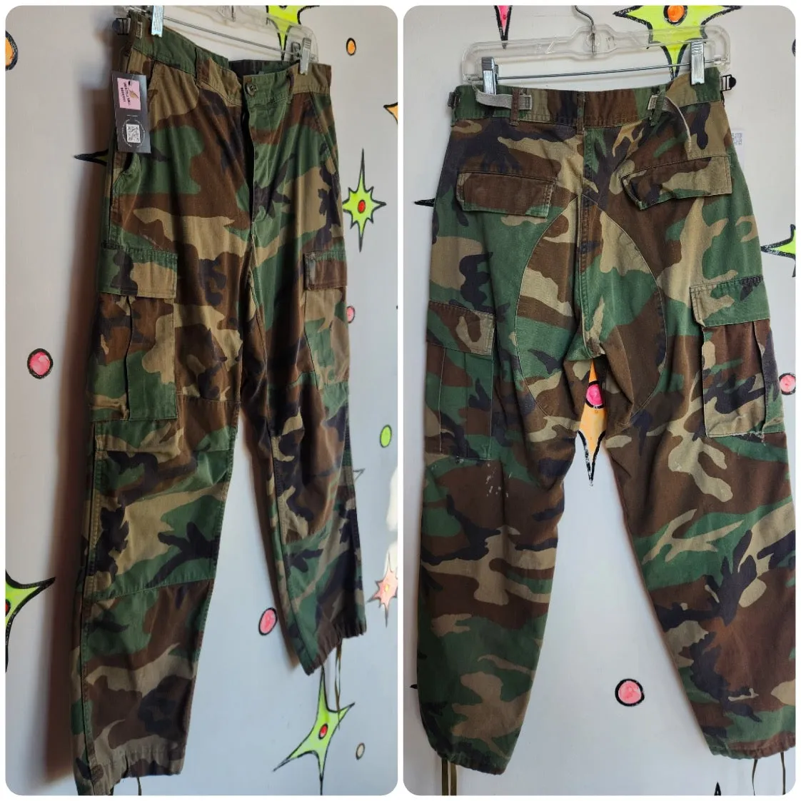 Vintage 90s Y2K | Camo Camouflage Army Military Cargo Pants | 32 x 29 M L
