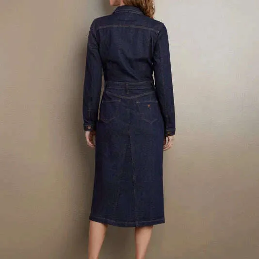 Washlab - Long Dark Denim Dress - Raw Denim