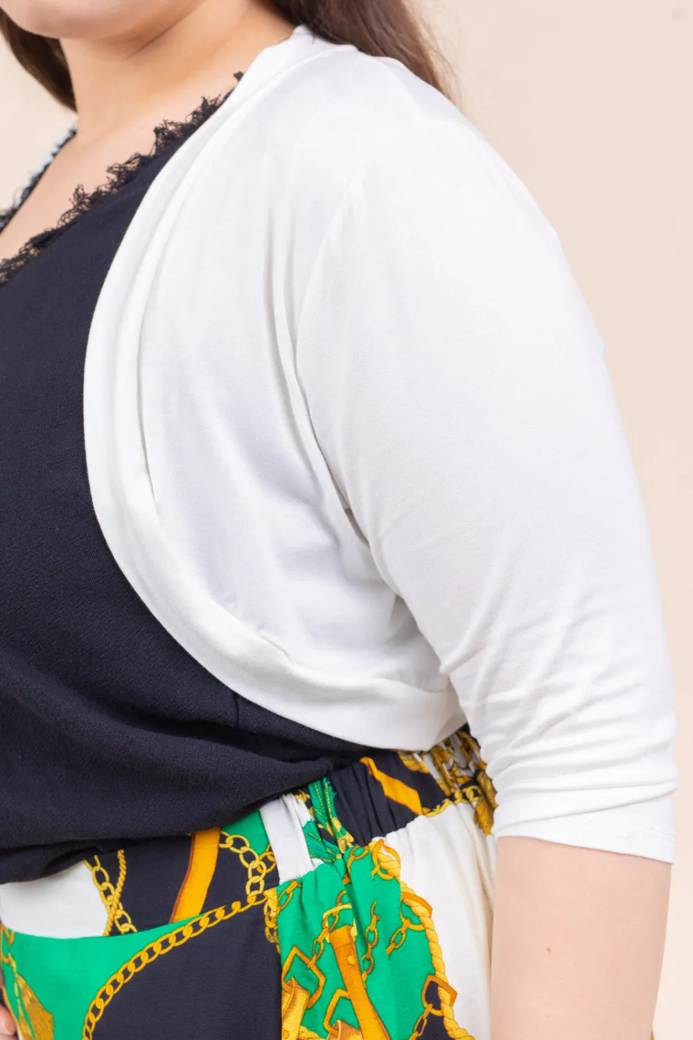 Wear It All Crop Bolero in Off White PLUS