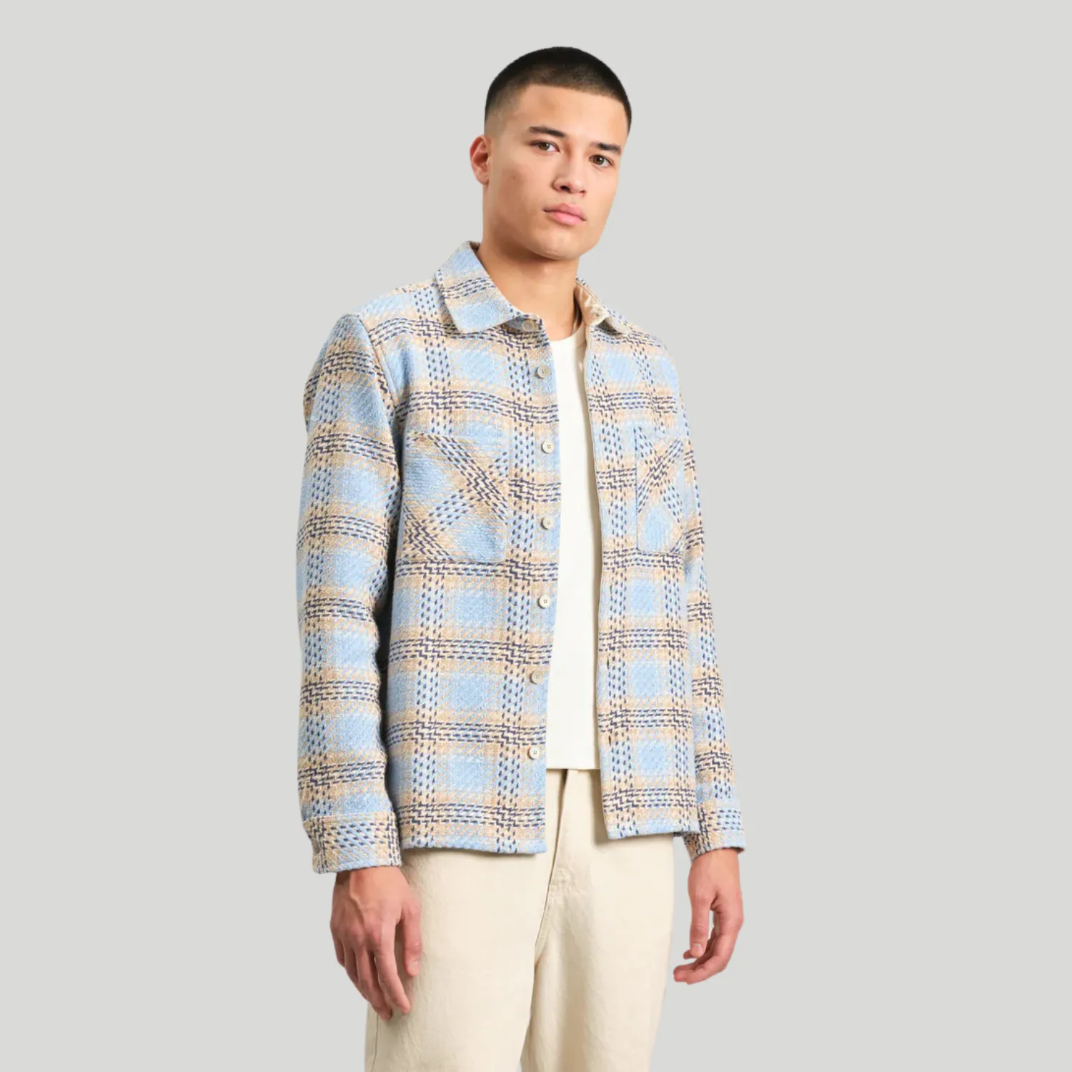 Whiting Overshirt Earl Check (Pale Blue   Ecru)