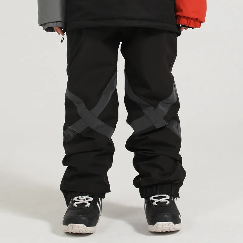 Winter Reflective Stripe Ski Cargo Jogger Pants Unisex Snowboard Trousers