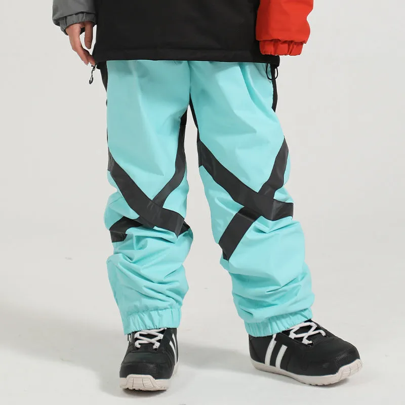 Winter Reflective Stripe Ski Cargo Jogger Pants Unisex Snowboard Trousers