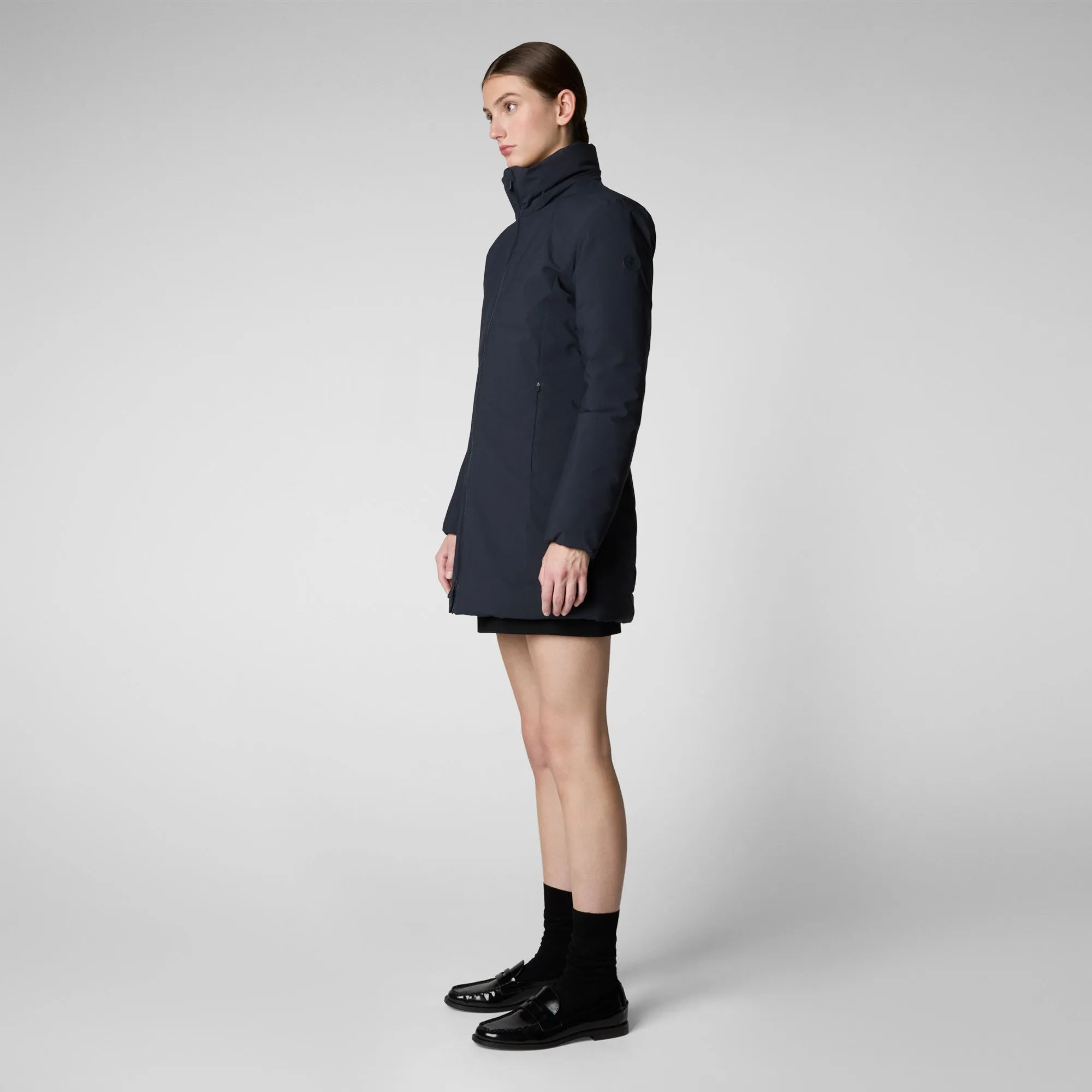 Woman's hooded parka Rachel in blue black