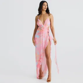 Women Autumn Sexy Mesh Lace Up Party Dress
