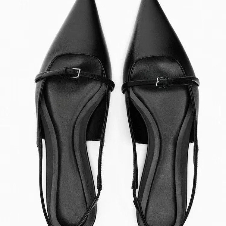 Women's Black Pointed Toe Slip-On Dress Sandals