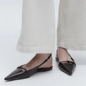 Women's Black Pointed Toe Slip-On Dress Sandals