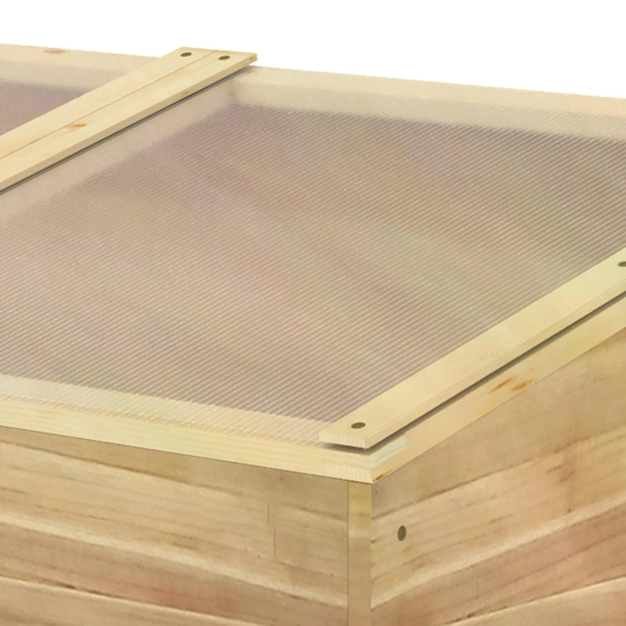 Wooden Cold Frame Greenhouse Garden Polycarbonate Grow House for Flowers, Vegetables, Plants, 100 x 50 x 36 cm, Natural