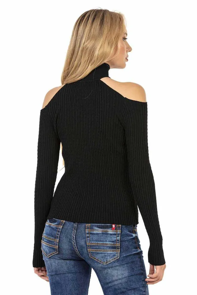 WP205 Women's Striped Turtleneck Sweater