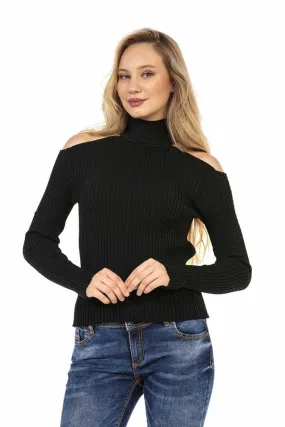 WP205 Women's Striped Turtleneck Sweater
