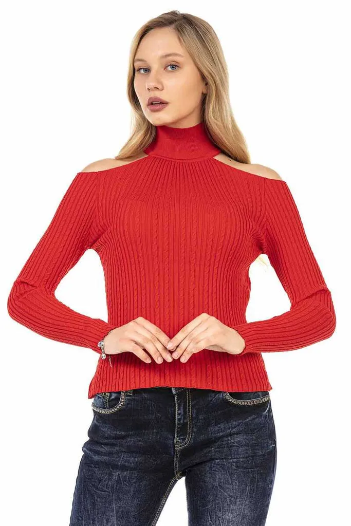 WP205 Women's Striped Turtleneck Sweater