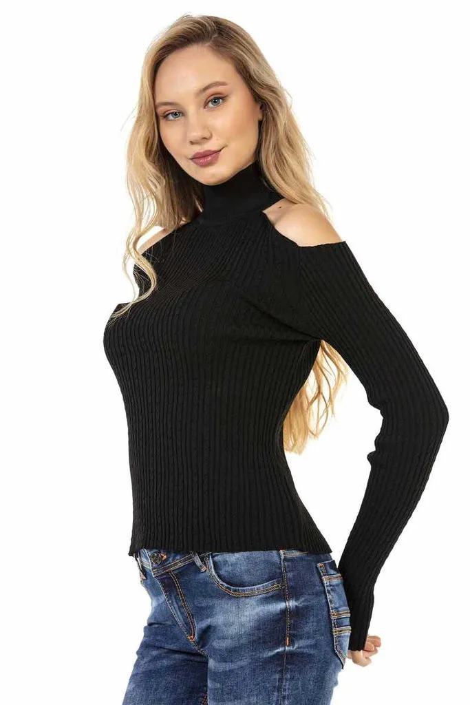 WP205 Women's Striped Turtleneck Sweater