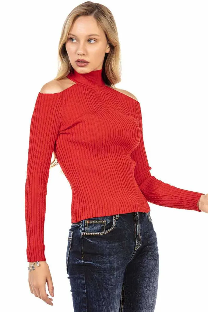 WP205 Women's Striped Turtleneck Sweater
