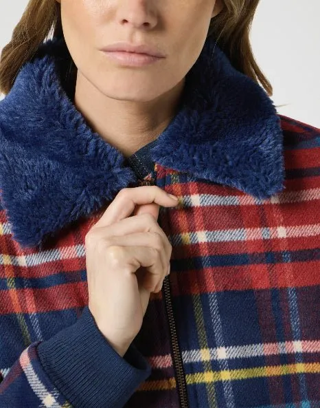 Wrangler Women's Aviator Jacket in Red Tartan