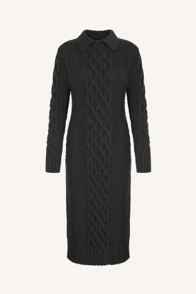 Zinny Black Cashfeel Cable Knit Dress