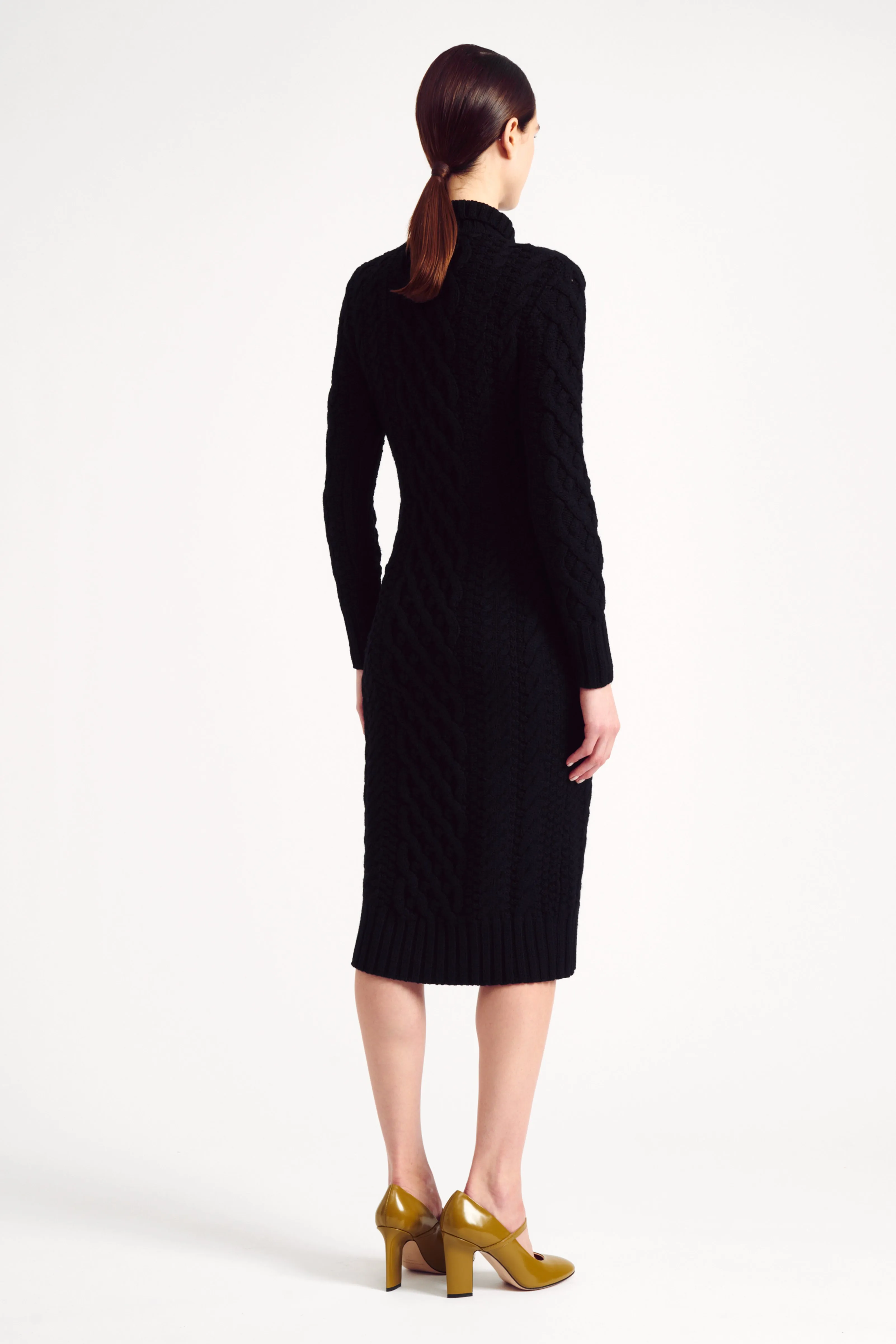 Zinny Black Cashfeel Cable Knit Dress